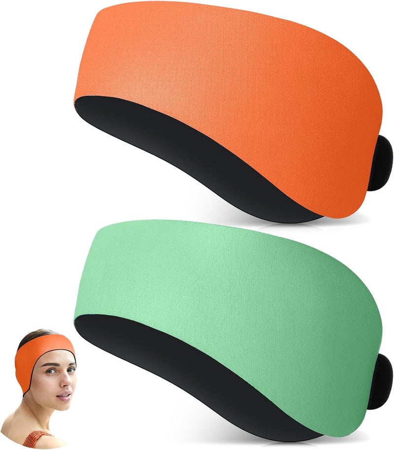 Lunmon 2 Pairs Swimming Headbands Adjustable Water Headbands for Adults Waterproof Safety Earplugs Swimming Earband Protectors for Pool, Surfing, Diving and Water Sports - Image 1